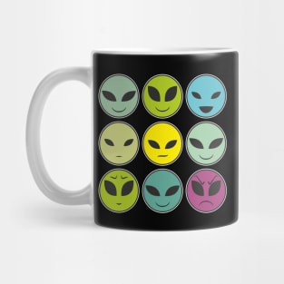 Funny Alien Heads And Facial Expressions As Pattern Mug